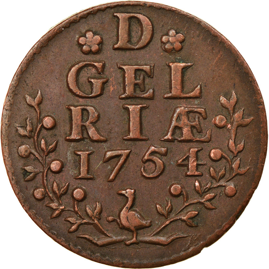 Moeda, Países Baixos, GELDERLAND, Duit, 1754, AU(50-53), Cobre, KM:88