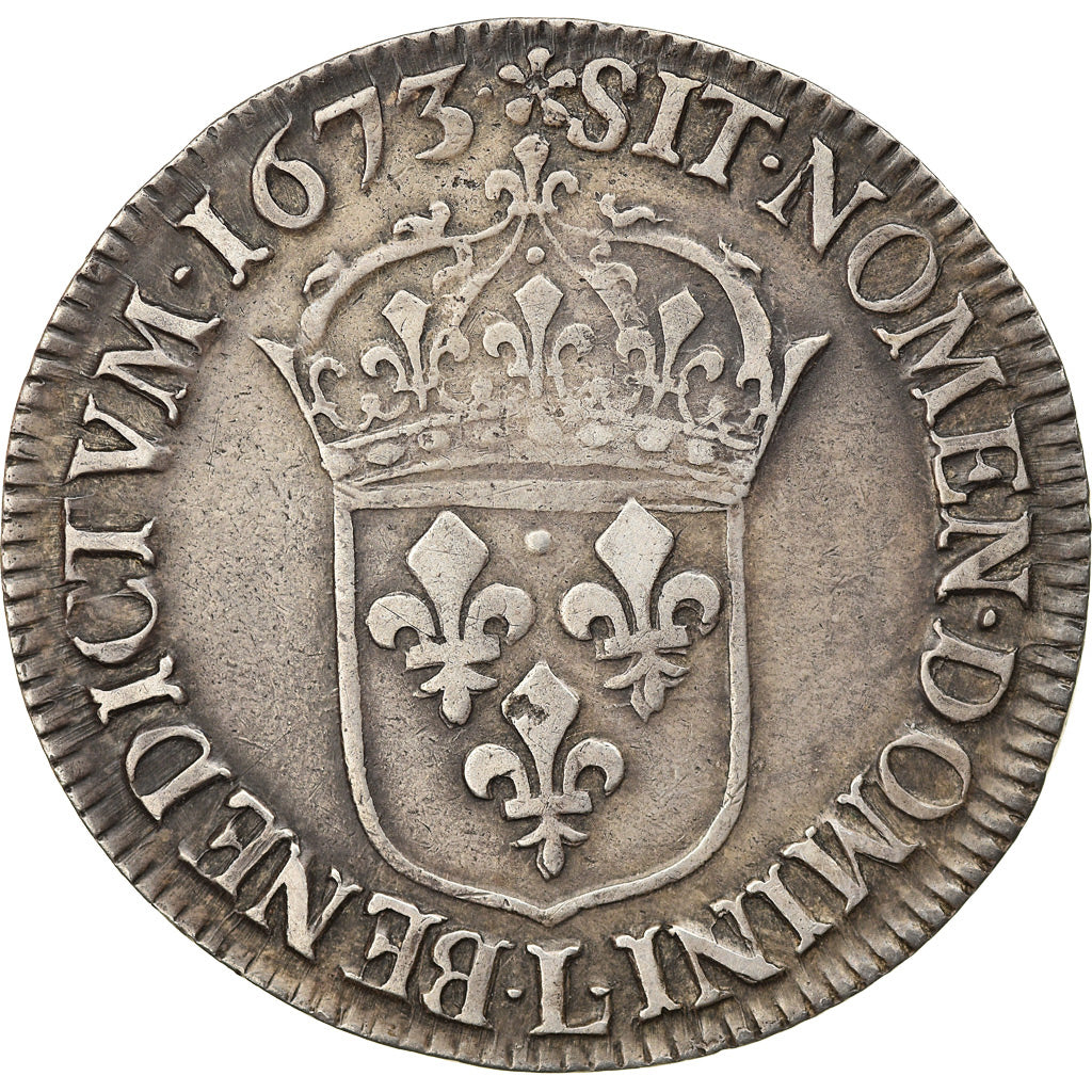 Münze, Frankreich, Louis XIV, 1/2 Écu à la cravate, 1/2 Ecu, 1673, Bayonne