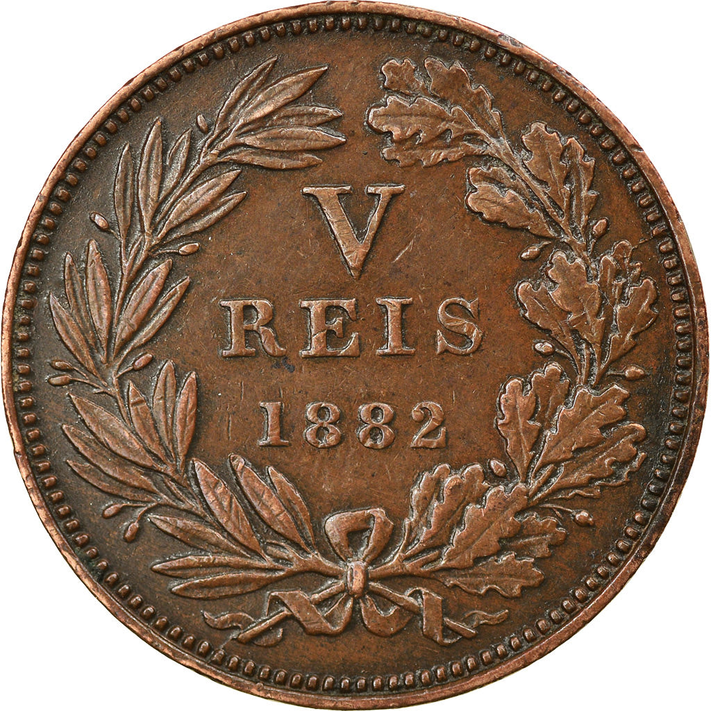 Coin, Portugal, Luiz I, 5 Reis, 1882, AU(55-58), Bronze, KM:525