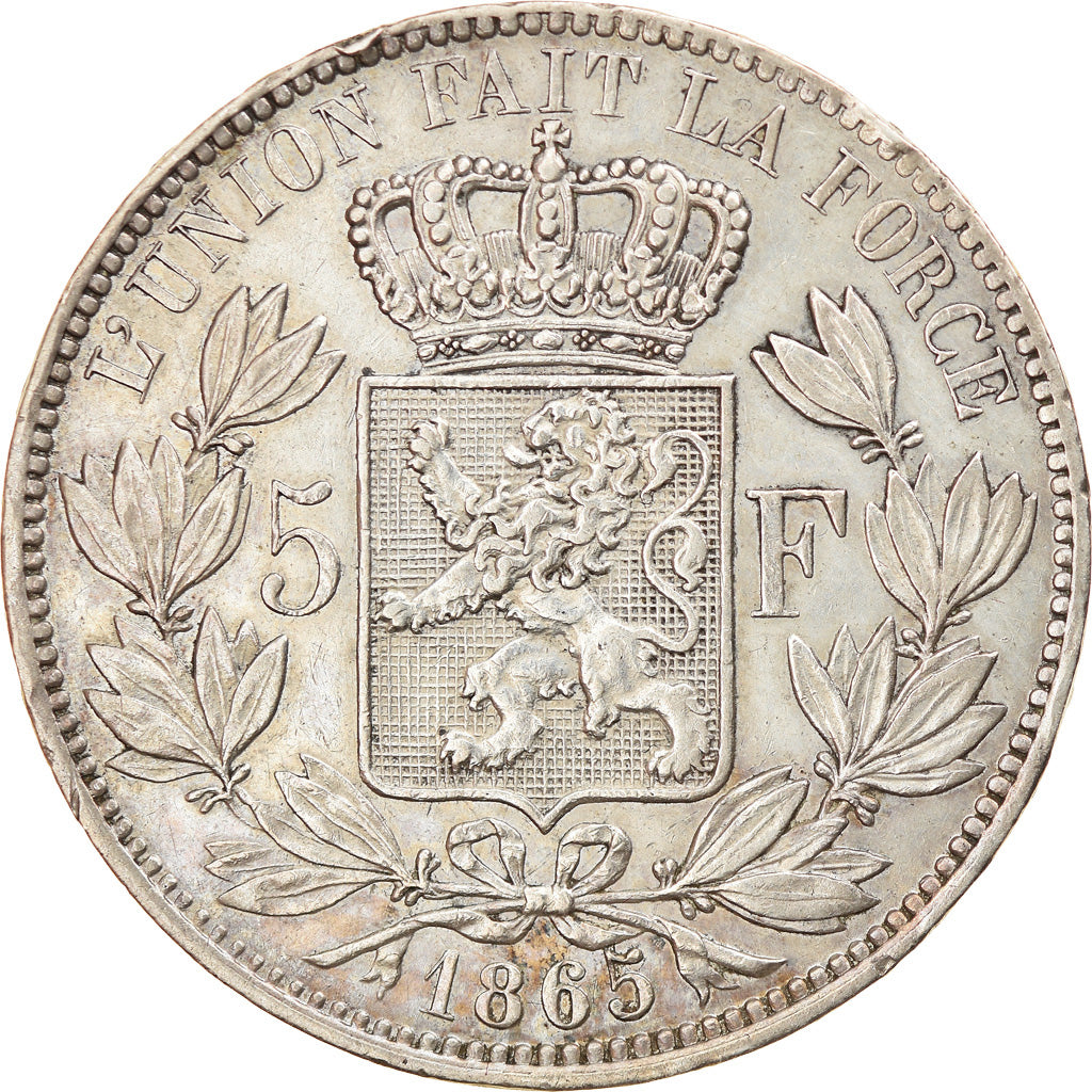 Coin, Belgium, Leopold I, 5 Francs, 5 Frank, 1865, EF(40-45), Silver, KM:17