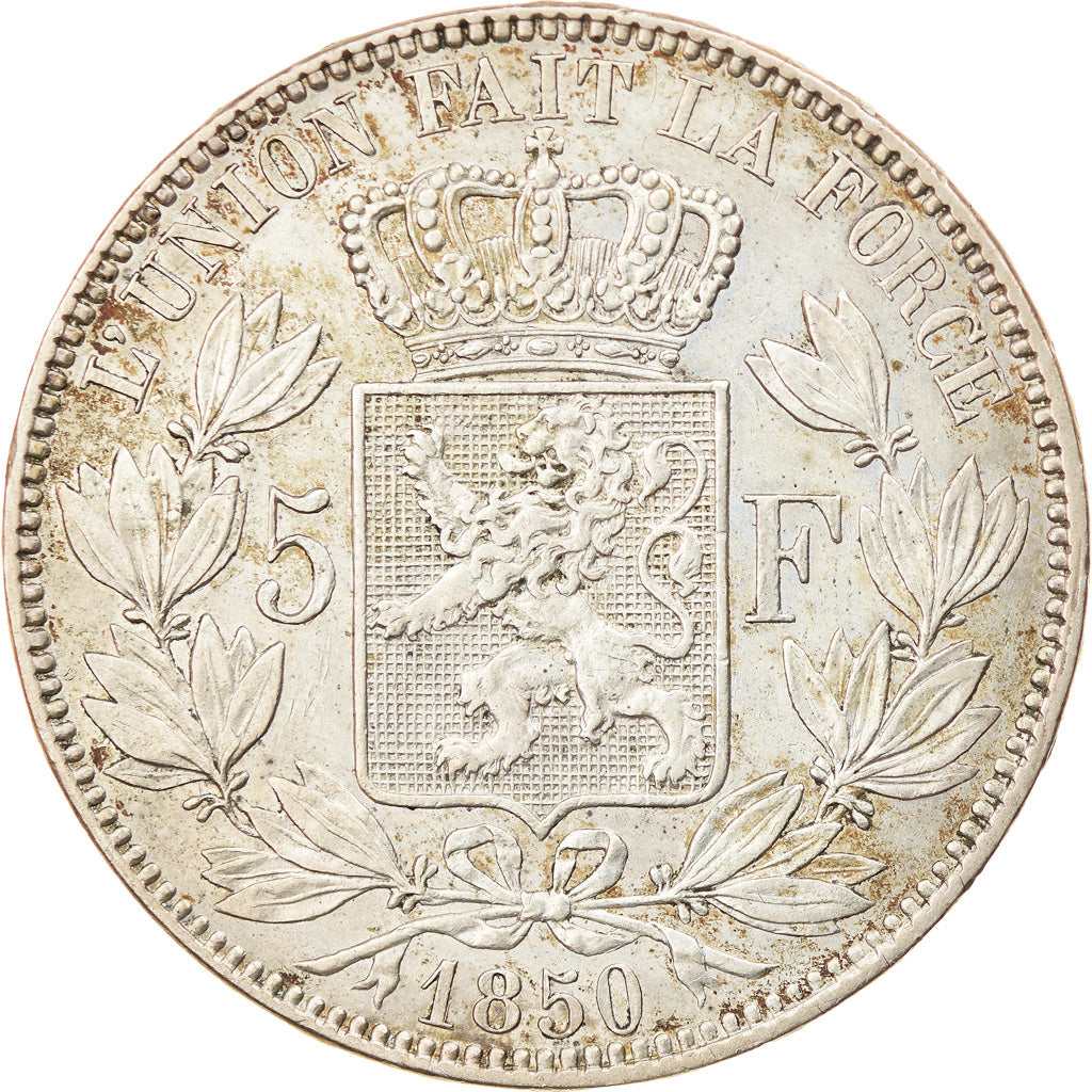 Coin, Belgium, Leopold I, 5 Francs, 5 Frank, 1850, AU(50-53), Silver, KM:17