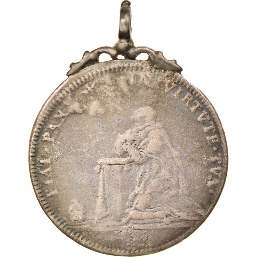 Moneda, Vaticano, Innocent XII, 1/2 Piastra, 1697, Roma, BC+, Plata