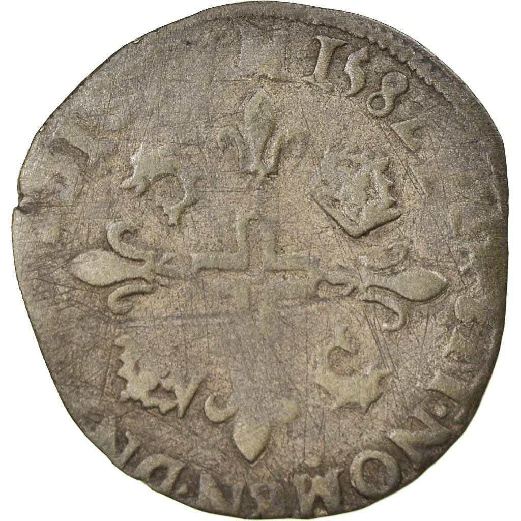 Moneta, Francia, Henri III, Double Sol du Dauphiné, 1582, Grenoble, MB+
