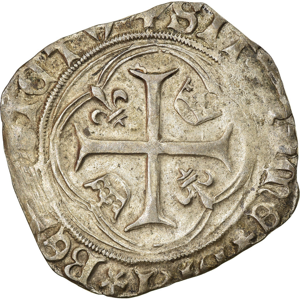 Coin, France, Charles VIII, Blanc à la couronne, Montélimar, VF(30-35)
