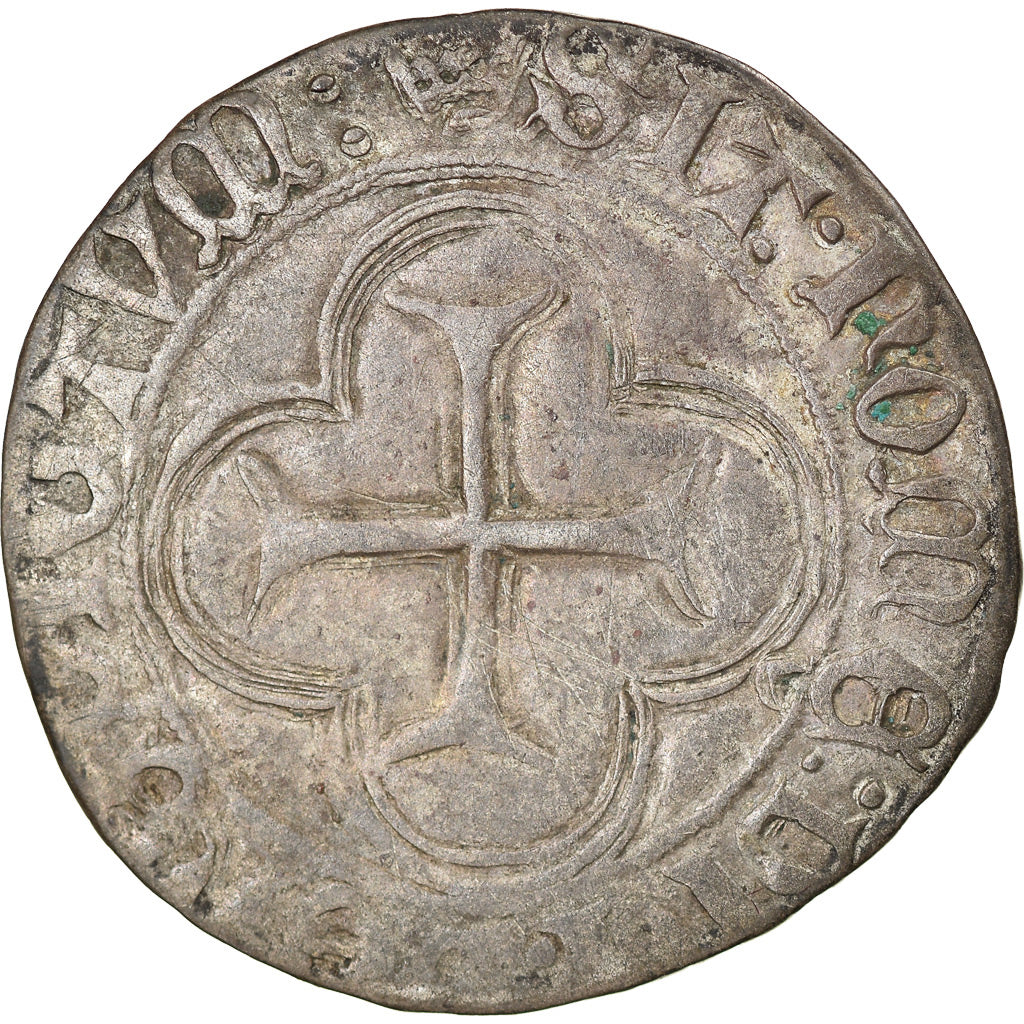 Coin, France, Louis XI, Blanc au Soleil, 1475, Angers, EF(40-45), Billon