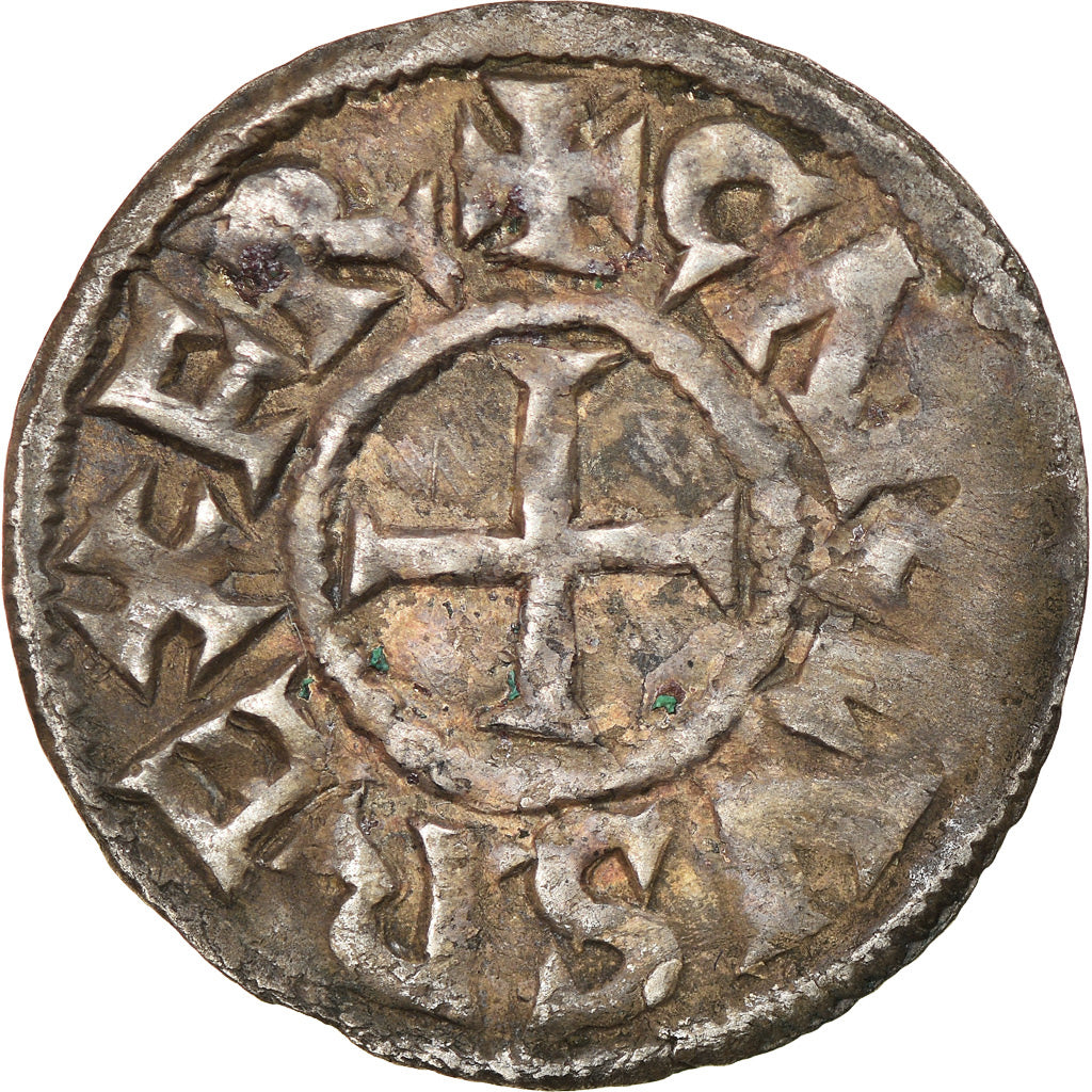 Moneda, Francia, Charles le Chauve, Denier, 840-864, Melle, MBC, Plata