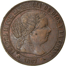 Coin, Spain, Isabel II, 1/2 Centimo, 1867, Segovia, AU(55-58), Copper, KM:632.4