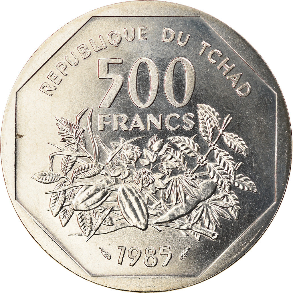 Coin, Chad, 500 Francs, 1985, Paris, ESSAI, MS(65-70), Copper-nickel, KM:E6