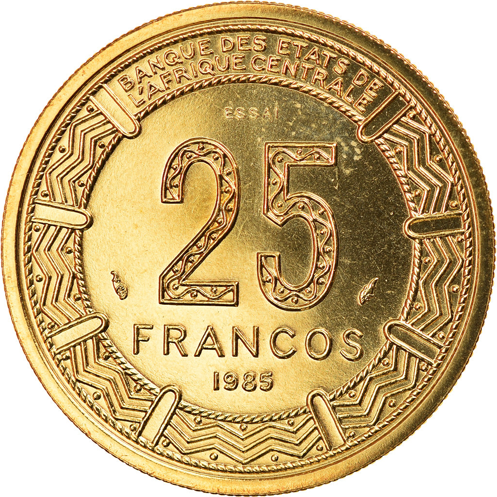 Coin, Equatorial Guinea, 25 Francos, 1985, Paris, ESSAI, MS(65-70)