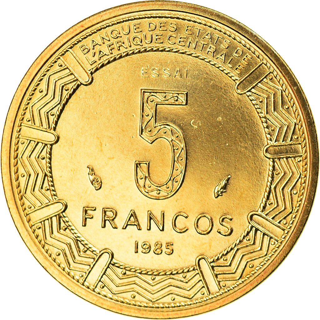 Coin, Equatorial Guinea, 5 Francos, 1985, Paris, ESSAI, MS(65-70)