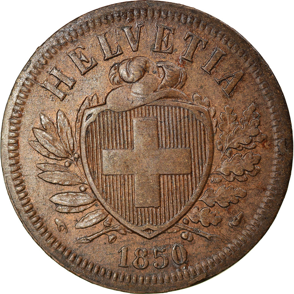 Coin, Switzerland, 2 Rappen, 1850, AU(55-58), Bronze, KM:4.1