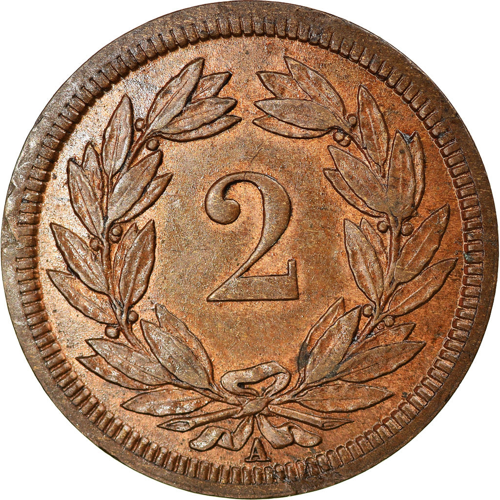 Coin, Switzerland, 2 Rappen, 1850, AU(55-58), Bronze, KM:4.1