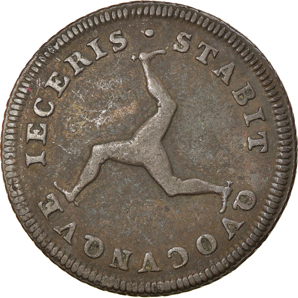 Coin, Isle of Man, George III, 1/2 Penny, 1786, EF(40-45), Copper, KM:8