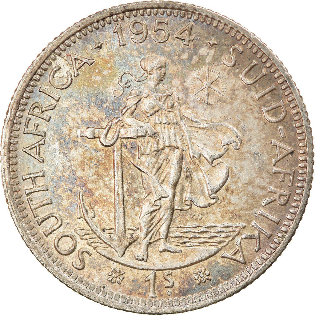 Coin, South Africa, Elizabeth II, Shilling, 1954, Pretoria, MS(60-62), Silver