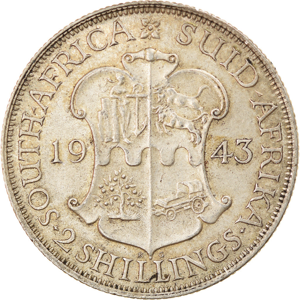 Monnaie, Afrique du Sud, George VI, 2 Shillings, 1943, Pretoria, TTB+, Argent