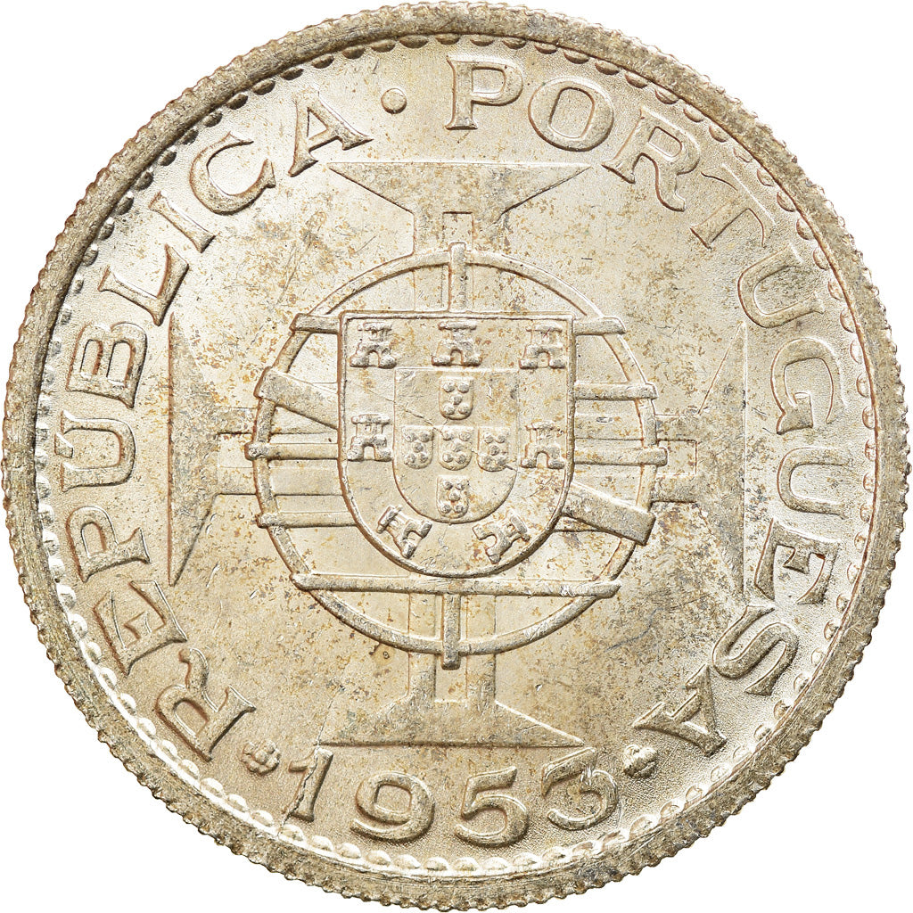 Coin, Cape Verde, 10 Escudos, 1953, MS(60-62), Silver, KM:10