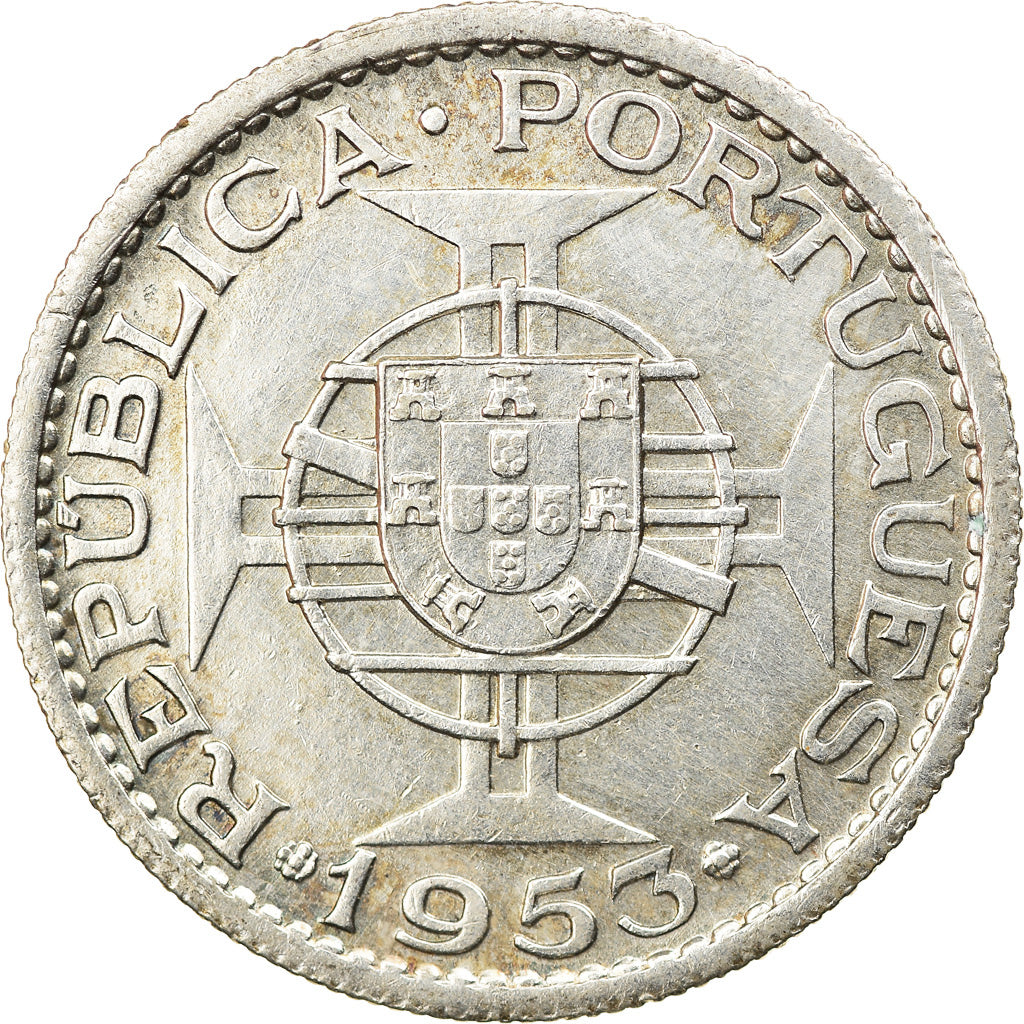 Coin, Cape Verde, 10 Escudos, 1953, AU(55-58), Silver, KM:10