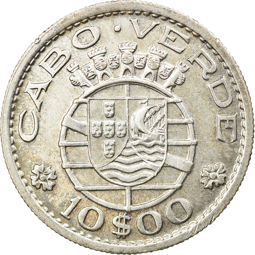 Coin, Cape Verde, 10 Escudos, 1953, AU(55-58), Silver, KM:10