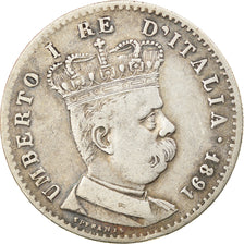 Monnaie, Eritrea, Umberto I, Lira, 1891, Roma, TTB, Argent, KM:2