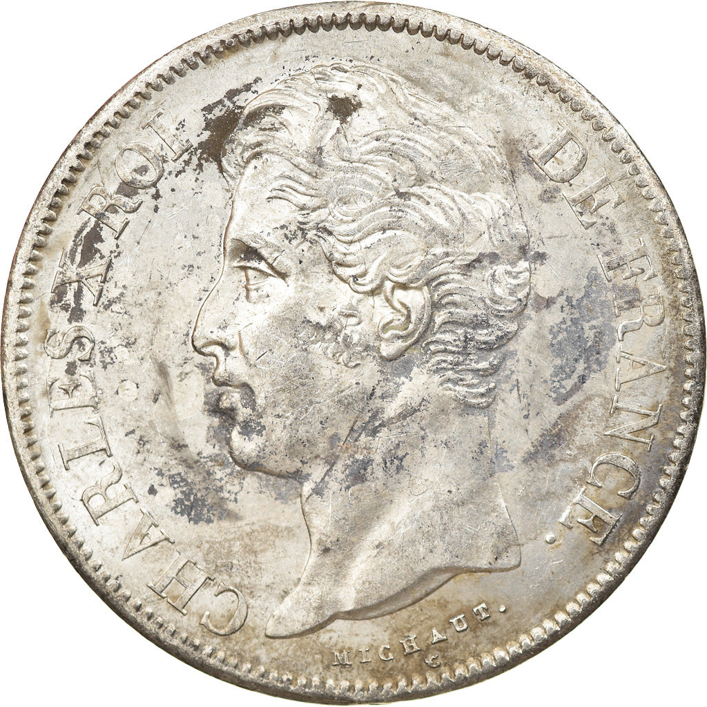 Coin, France, Charles X, 5 Francs, 1828, Rouen, EF(40-45), Silver, KM:728.2