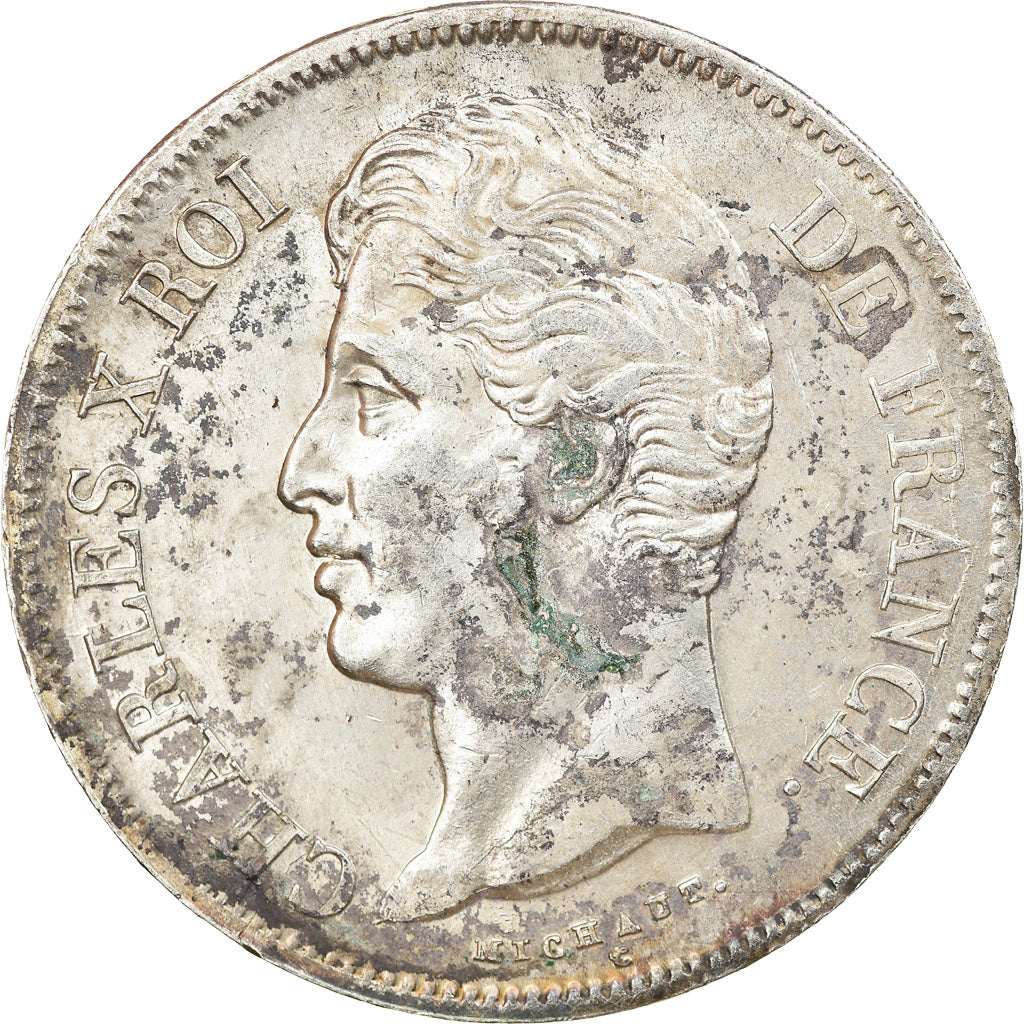 Coin, France, Charles X, 5 Francs, 1828, Rouen, EF(40-45), Silver, KM:728.2