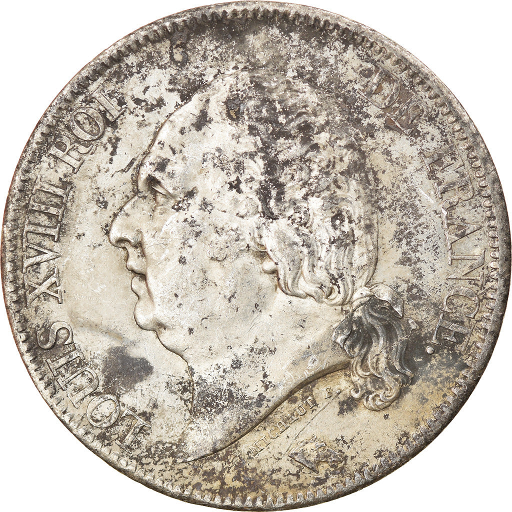 Moeda, França, Louis XVIII, Louis XVIII, 5 Francs, 1822, Paris, EF(40-45)