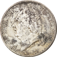 Moeda, França, Louis XVIII, Louis XVIII, 5 Francs, 1822, Paris, EF(40-45)
