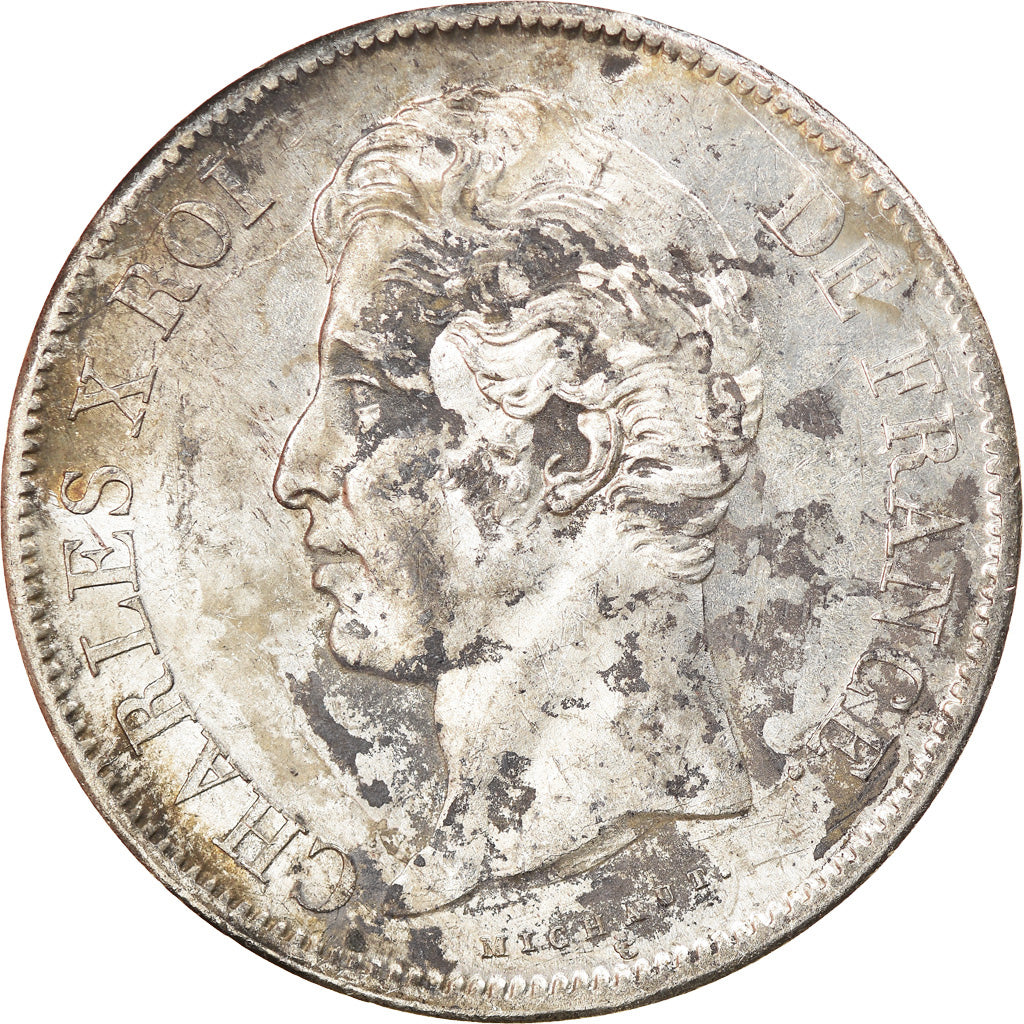 Coin, France, Charles X, 5 Francs, 1828, Rouen, EF(40-45), Silver, KM:728.2