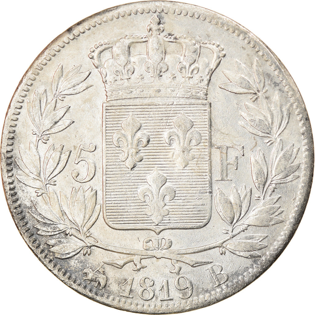 Moneta, Francia, Louis XVIII, Louis XVIII, 5 Francs, 1819, Rouen, BB, Argento