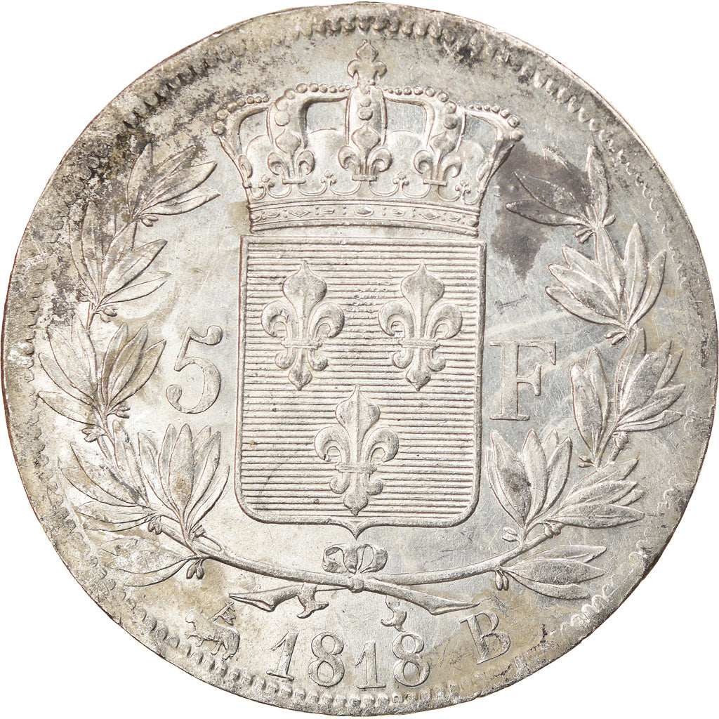 Coin, France, Louis XVIII, Louis XVIII, 5 Francs, 1818, Rouen, AU(50-53)