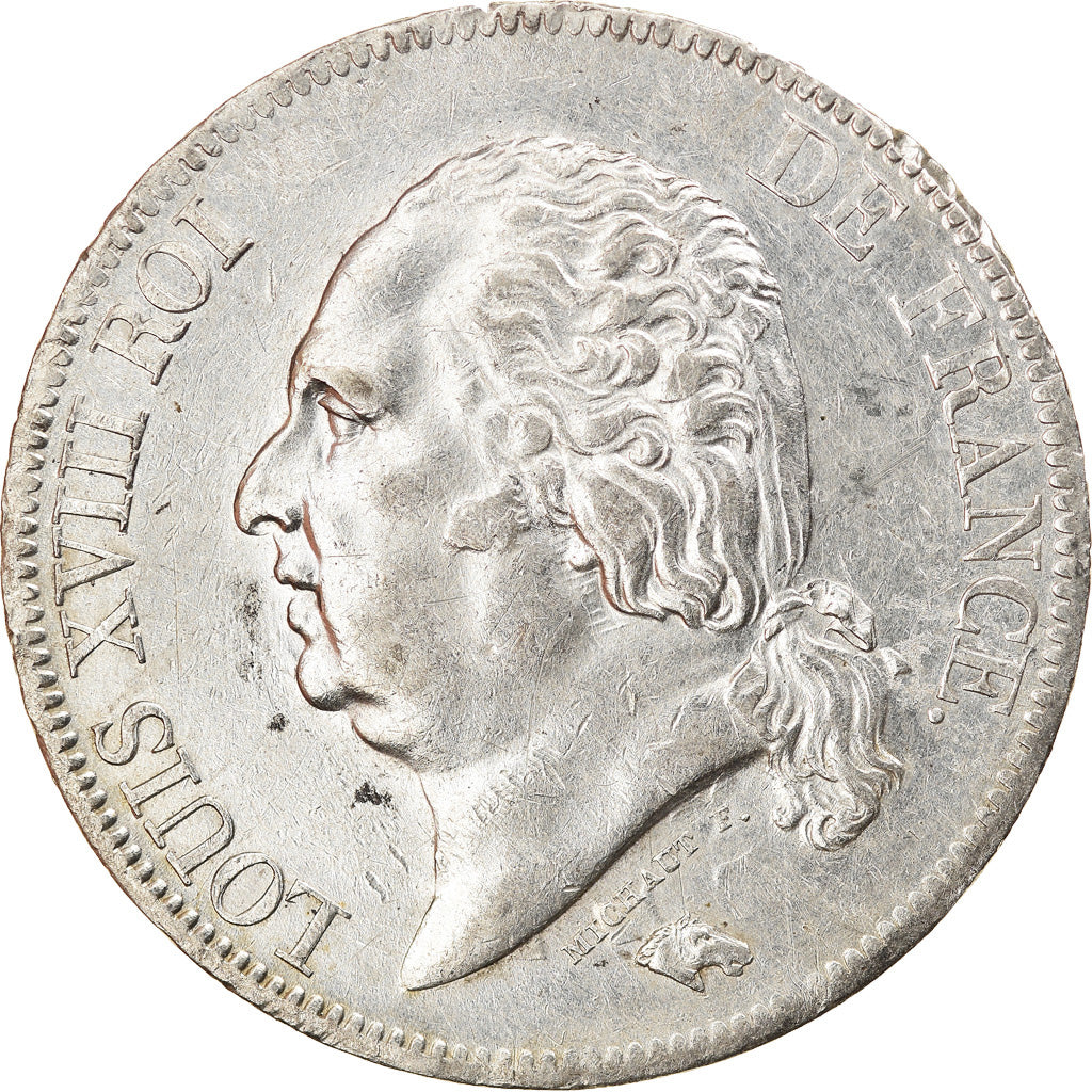 Moneda, Francia, Louis XVIII, Louis XVIII, 5 Francs, 1817, Rouen, MBC, Plata