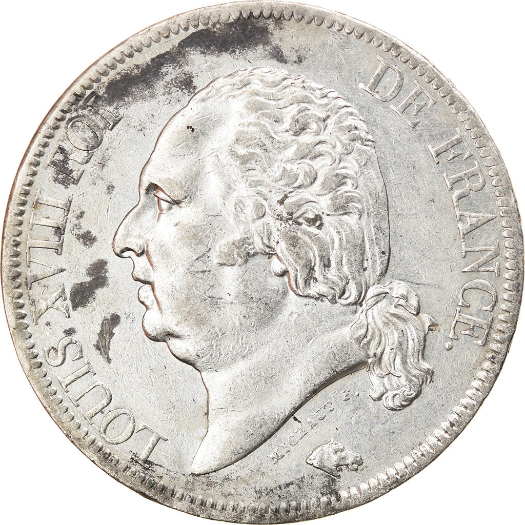 Moneda, Francia, Louis XVIII, Louis XVIII, 5 Francs, 1817, Rouen, MBC+, Plata