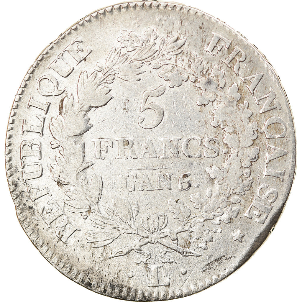 Coin, France, Union et Force, 5 Francs, AN 6, Bayonne, An 6/5, VF(30-35)