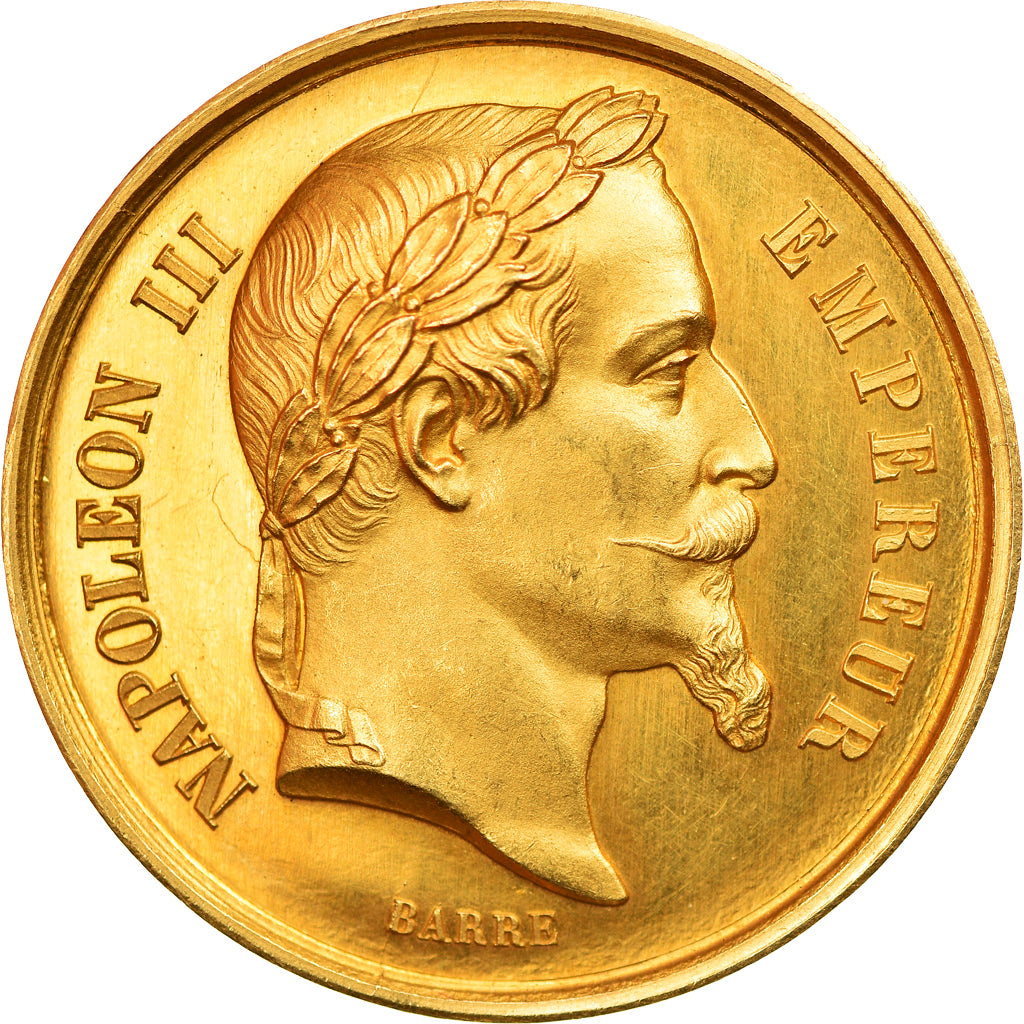 France, Médaille, Napoléon III, Concours Agricole Arras, 1868, Barre, SPL, Or