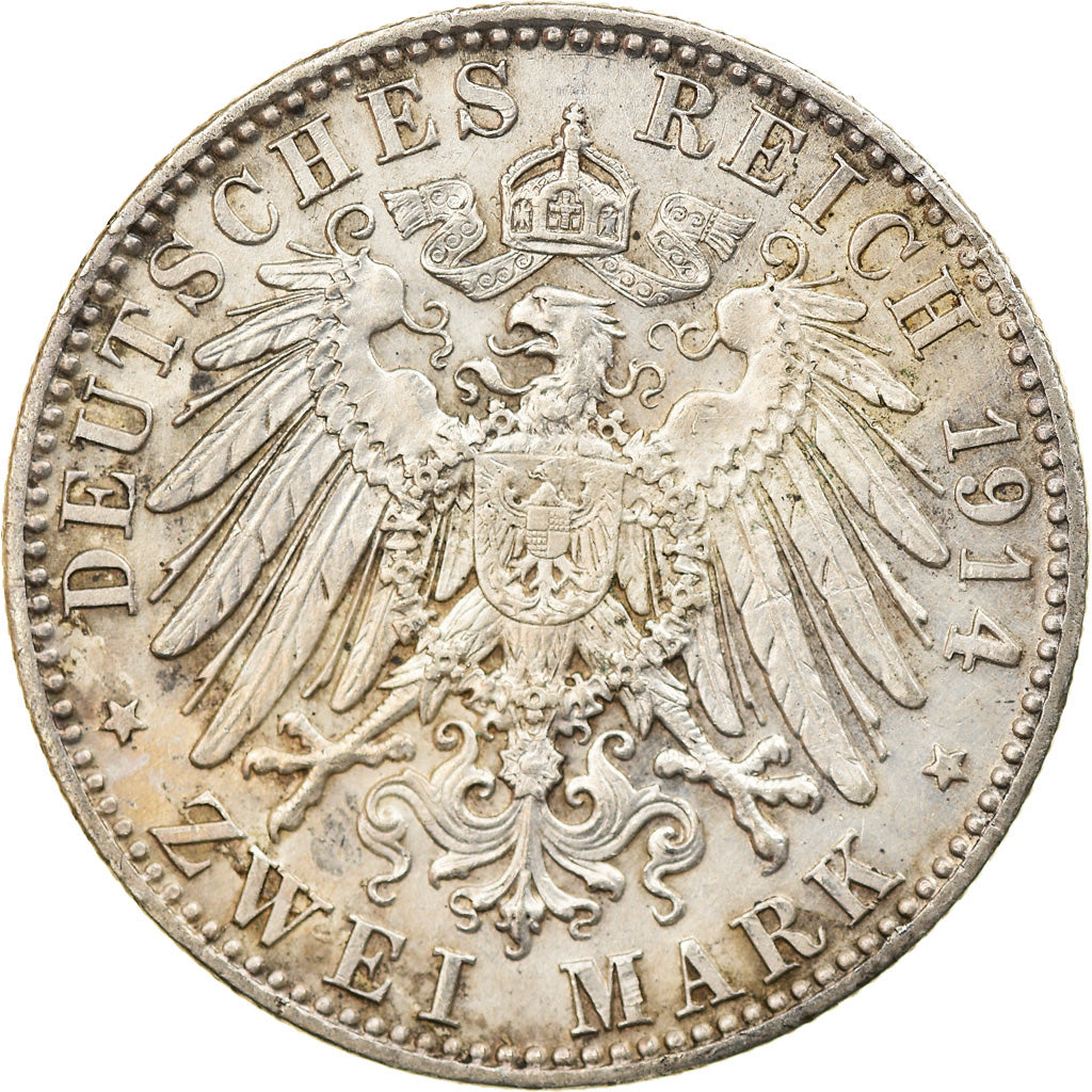 Moneta, Stati tedeschi, BAVARIA, Ludwig III, 2 Mark, 1914, Munich, BB+, Argento
