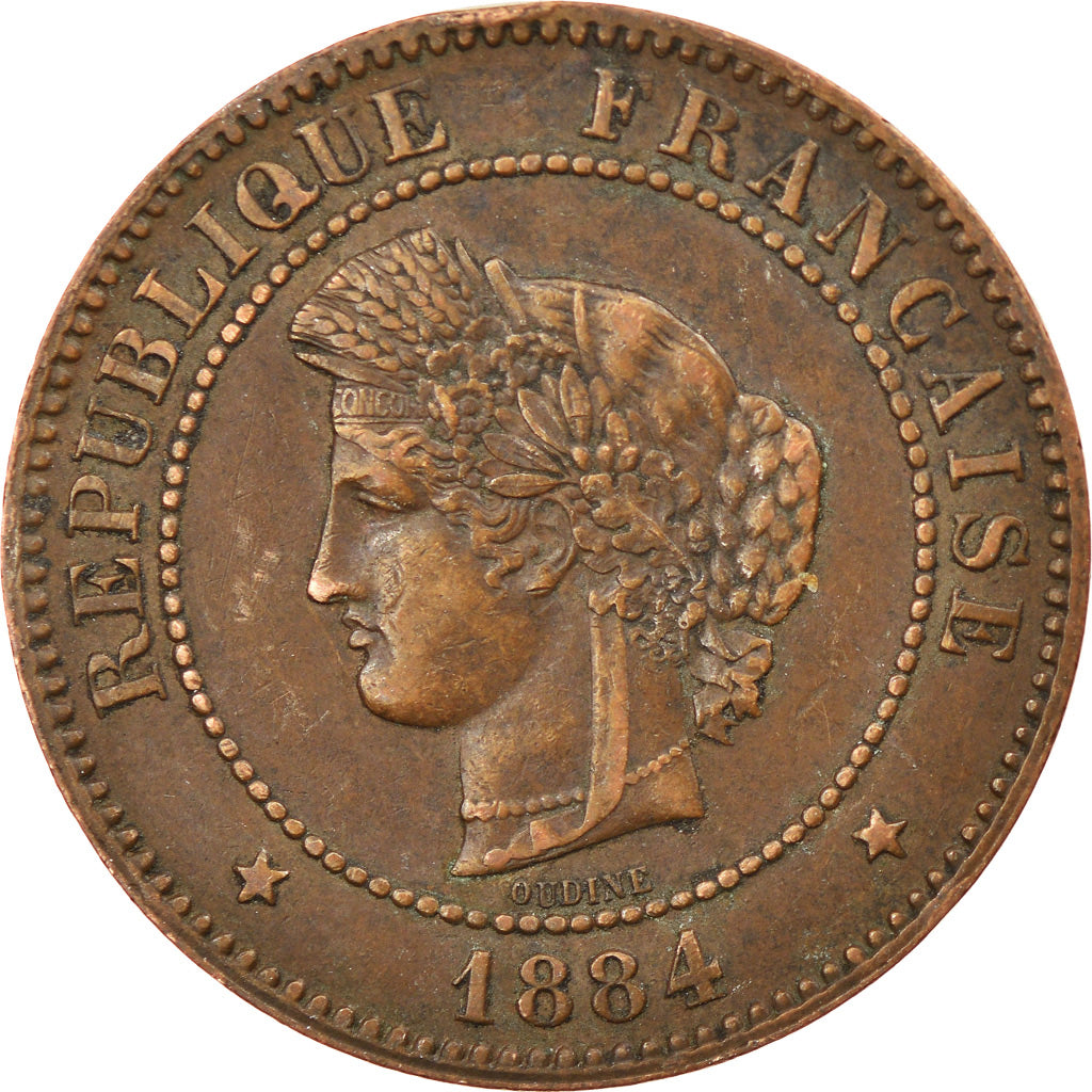 Moeda, França, Cérès, 5 Centimes, 1884, Paris, AU(50-53), Bronze, KM:821.1