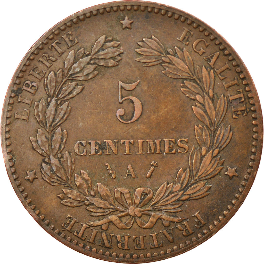 Moeda, França, Cérès, 5 Centimes, 1884, Paris, AU(50-53), Bronze, KM:821.1