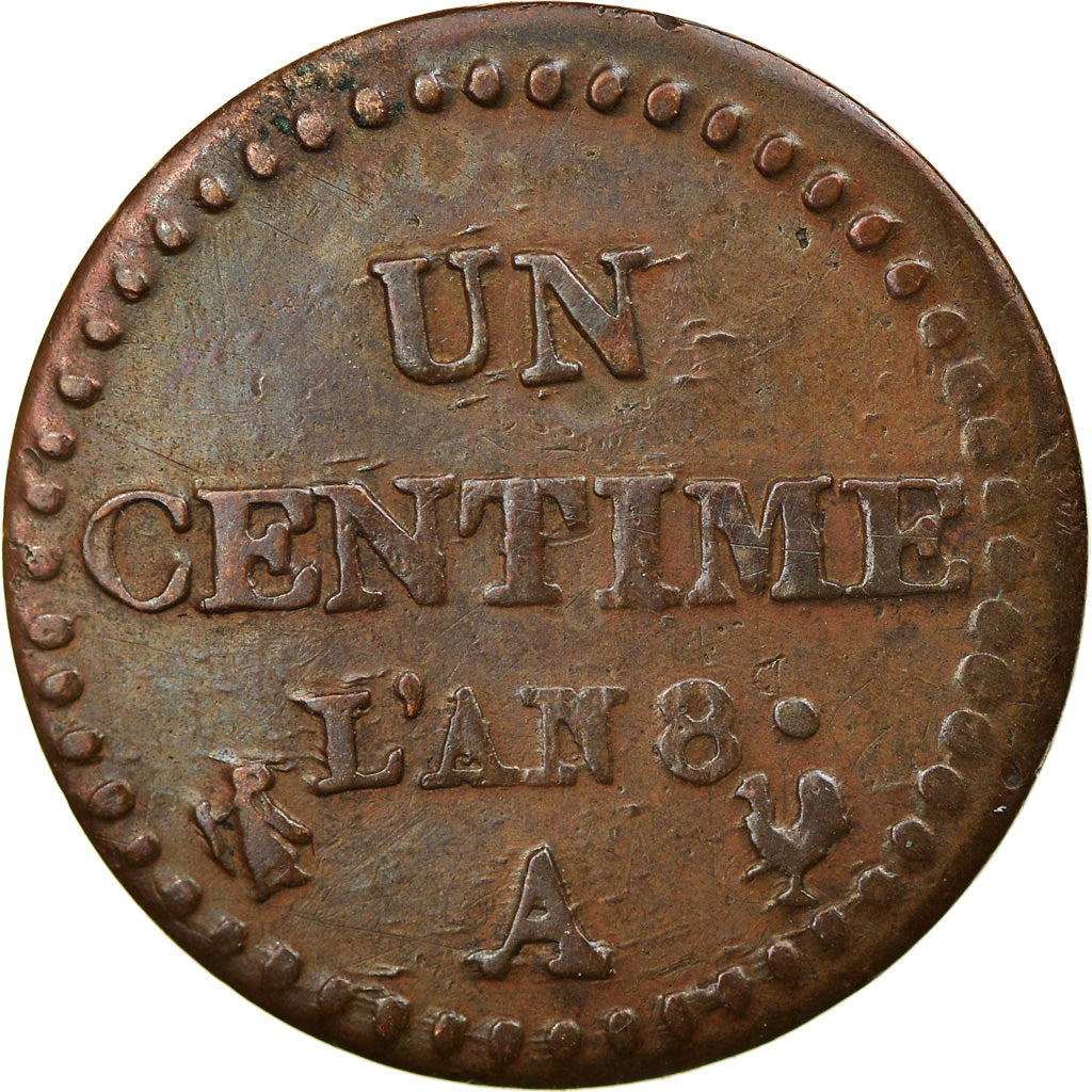 Münze, Frankreich, Dupré, Centime, AN 8, Paris, SS, Bronze, KM:646