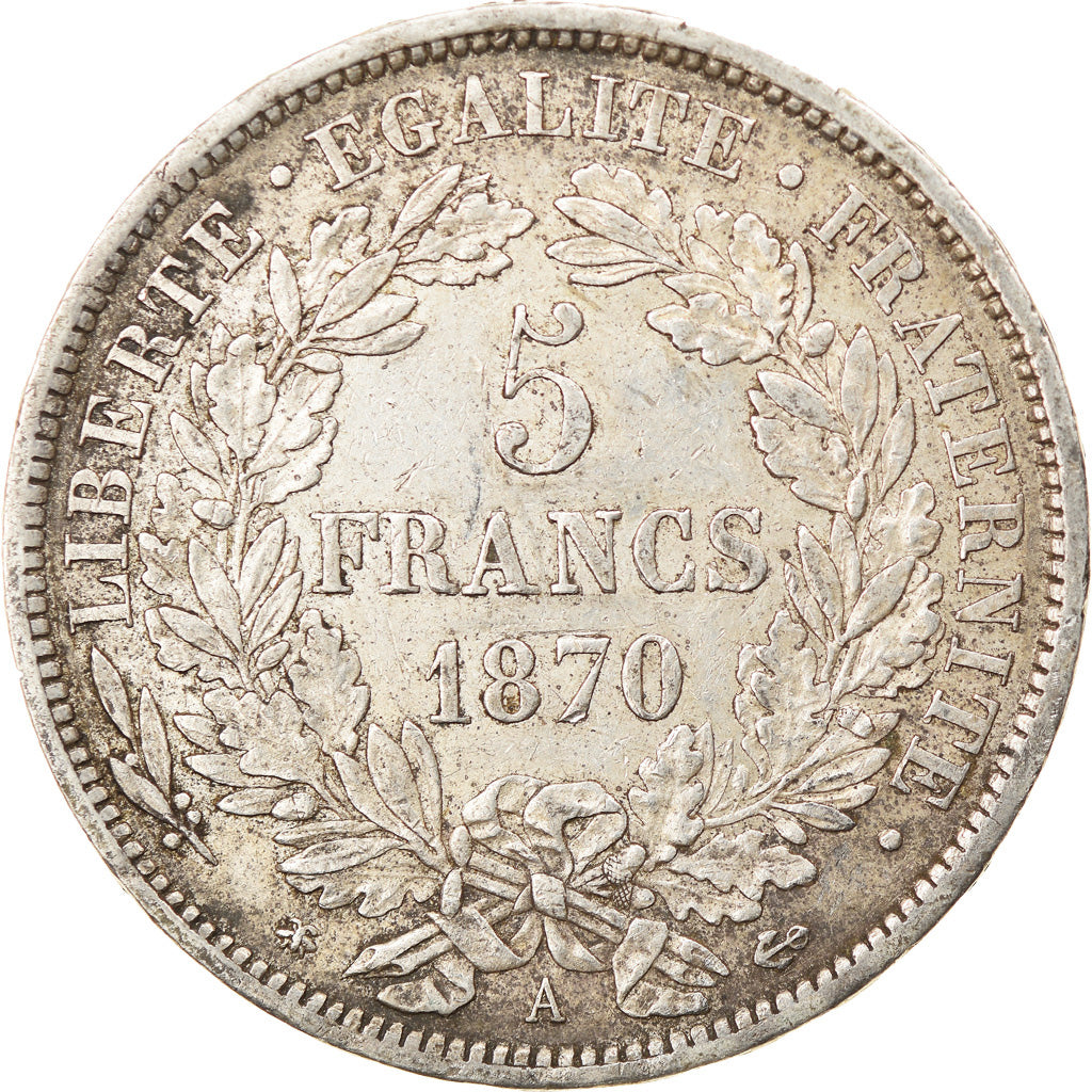 Coin, France, Cérès, 5 Francs, 1870, Paris, AU(50-53), Silver, KM:819