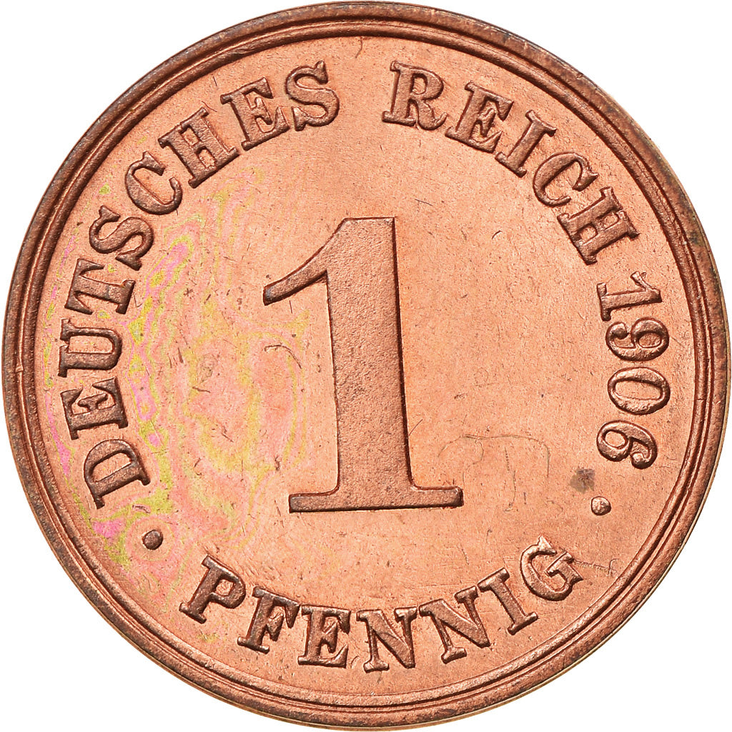 Coin, GERMANY - EMPIRE, Wilhelm II, Pfennig, 1906, Stuttgart, MS(64), Copper