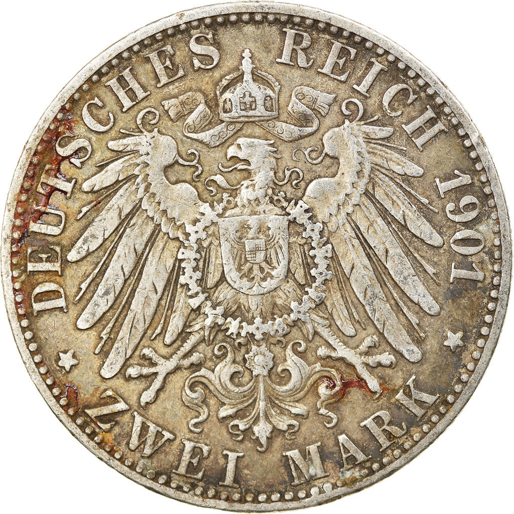 Coin, German States, PRUSSIA, Wilhelm II, 2 Mark, 1901, Berlin, EF(40-45)
