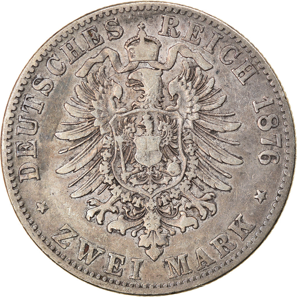 Moneta, Stati tedeschi, HESSE-DARMSTADT, Ludwig III, 2 Mark, 1876, MB+, Argento