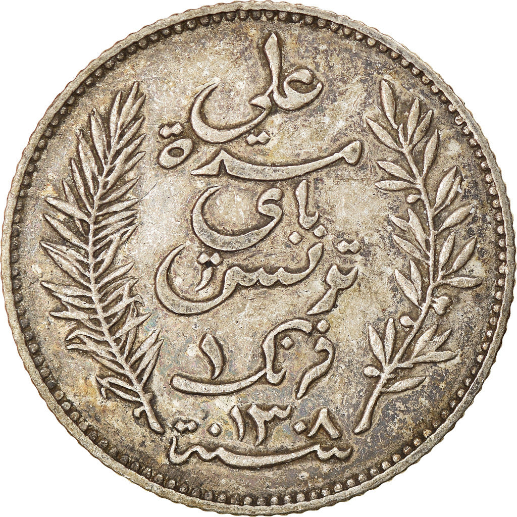 Coin, Tunisia, Ali Bey, Franc, 1891, Paris, EF(40-45), Silver, KM:224