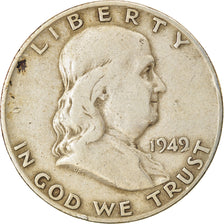 Coin, United States, Franklin Half Dollar, Half Dollar, 1949, U.S. Mint, Denver