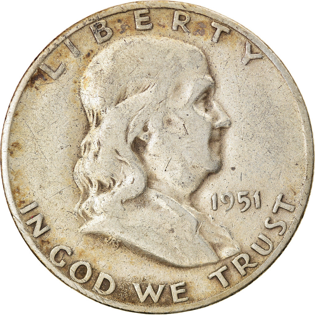 Coin, United States, Franklin Half Dollar, Half Dollar, 1951, U.S. Mint, San