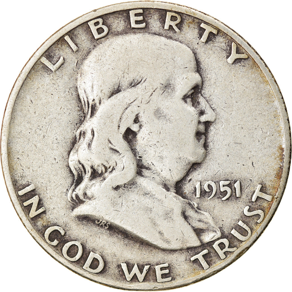 Coin, United States, Franklin Half Dollar, Half Dollar, 1951, U.S. Mint, Denver