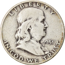 Coin, United States, Franklin Half Dollar, Half Dollar, 1951, U.S. Mint, Denver
