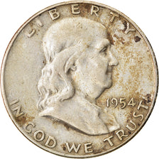 Coin, United States, Franklin Half Dollar, Half Dollar, 1954, U.S. Mint, Denver
