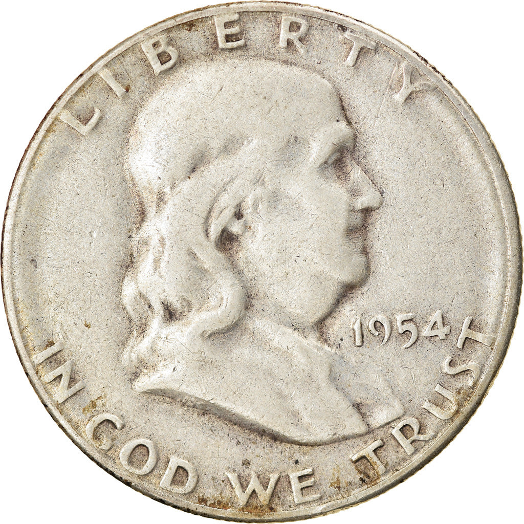 Coin, United States, Franklin Half Dollar, Half Dollar, 1954, U.S. Mint, San