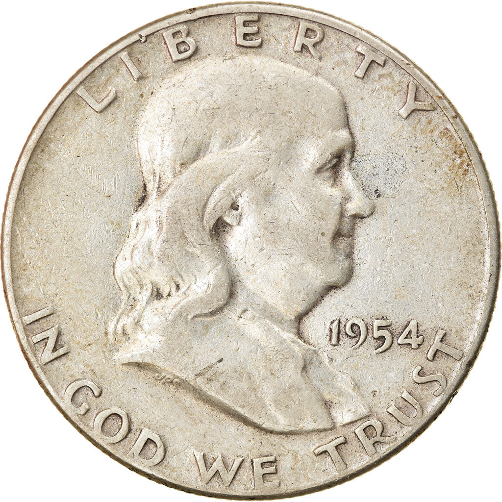 Coin, United States, Franklin Half Dollar, Half Dollar, 1954, U.S. Mint